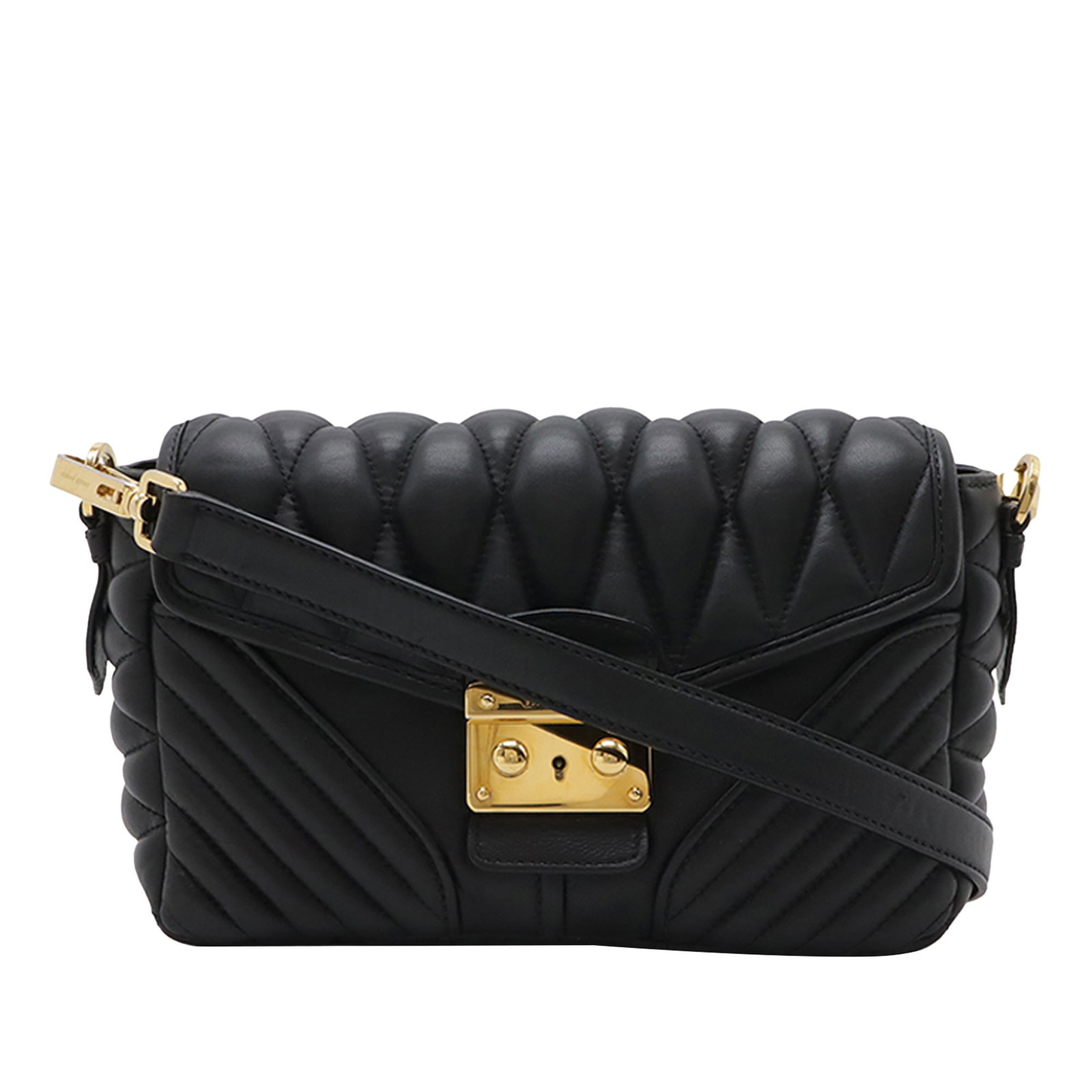 Miu Miu Matelasse Biker Black Nappa Leather Crossbody Bag (1 of 8)