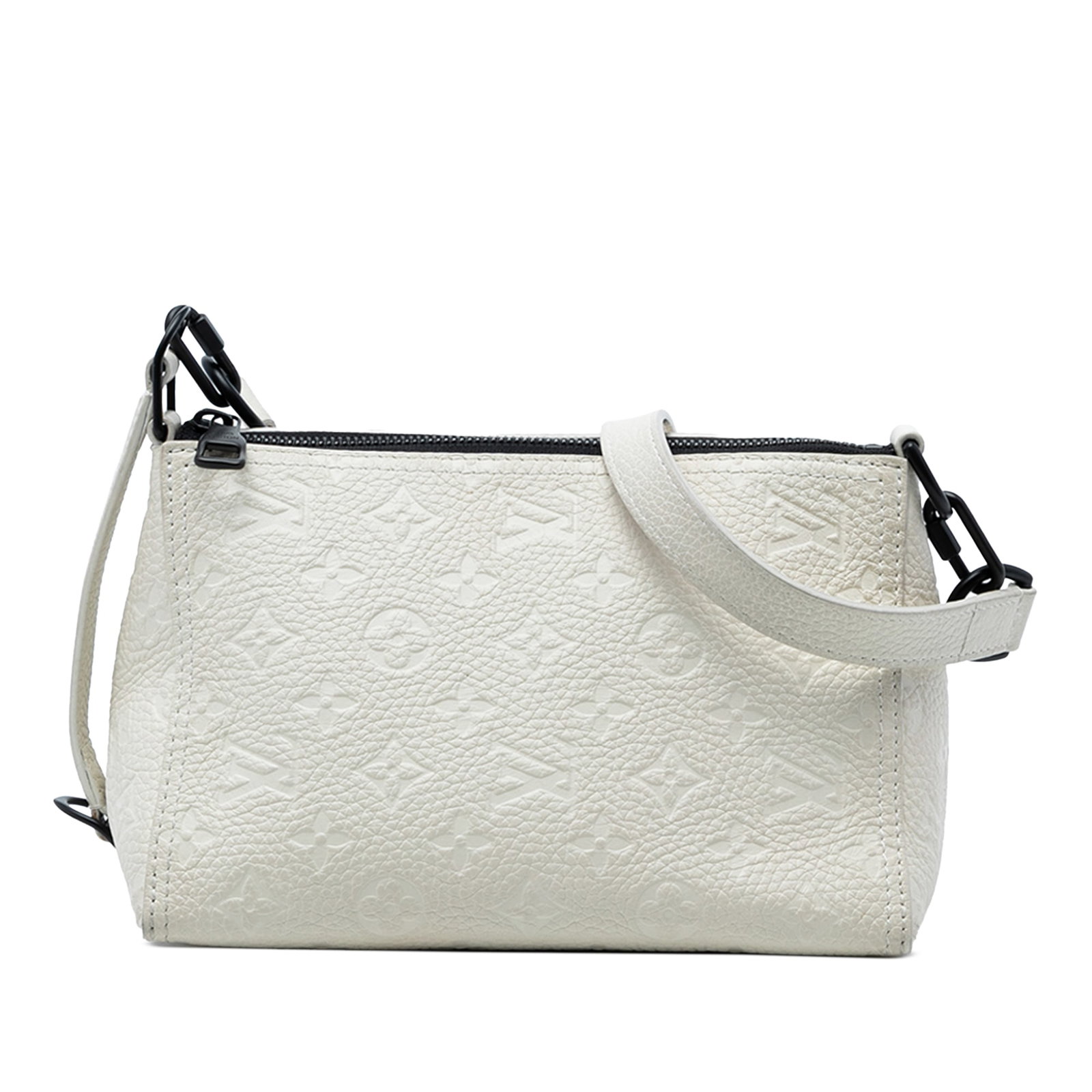 Louis Vuitton Triangle Messenger Monogram Empreinte Leather Crossbody Bag: Louis Vuitton Triangle Messenger Monogram Empreinte Leather Crossbody Bag This Louis Vuitton Monogram Empreinte Triangle Messenger Bag is crafted from monogram-embossed leather in white and features a