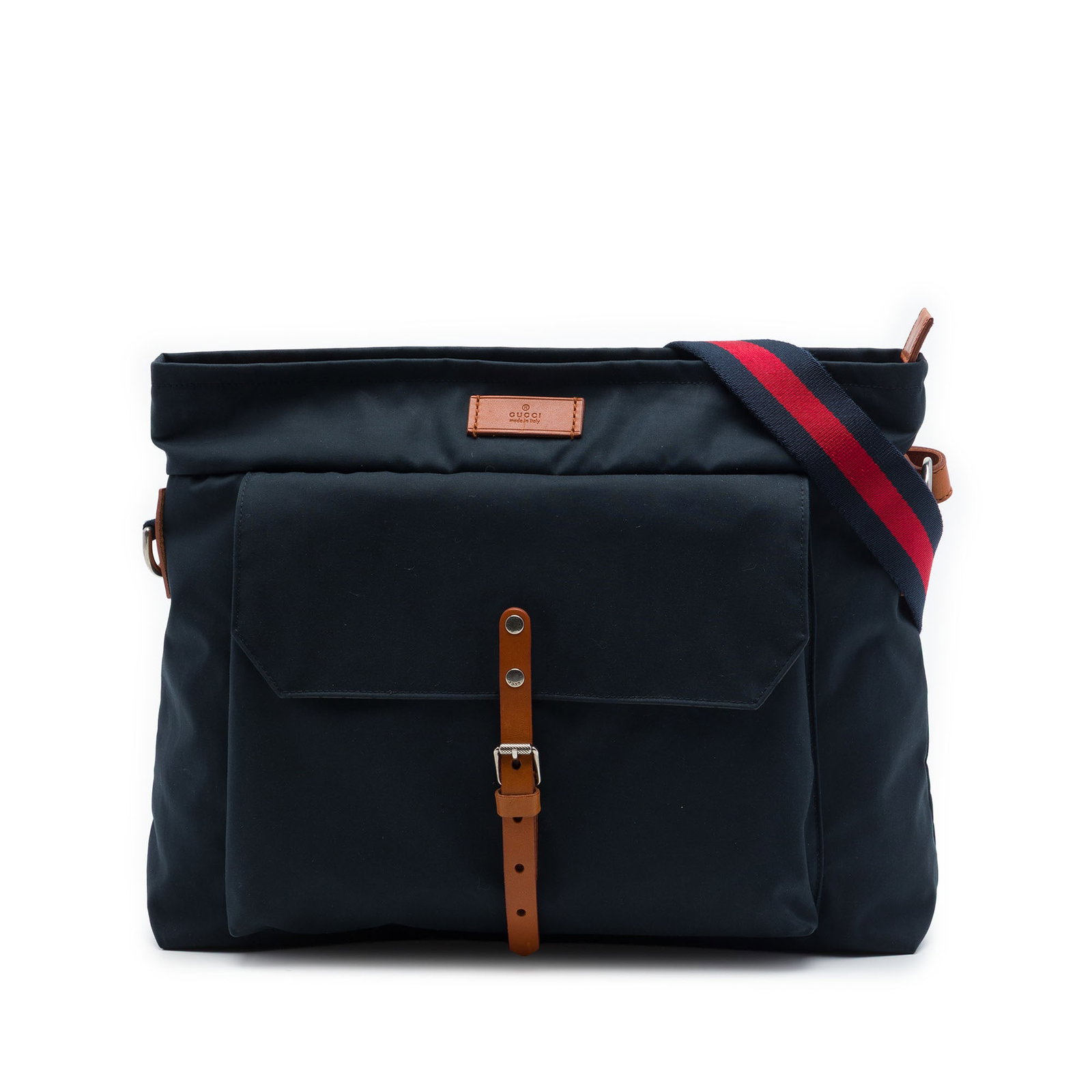 Gucci Nylon Web Blue Fabric Crossbody Bag: Gucci Nylon Web Blue Fabric Crossbody Bag Gucci Nylon Web Crossbody bag in blue fabric with an adjustable flat shoulder strap, top zip closure, exterior front flap pocket, and interior zip and slip po