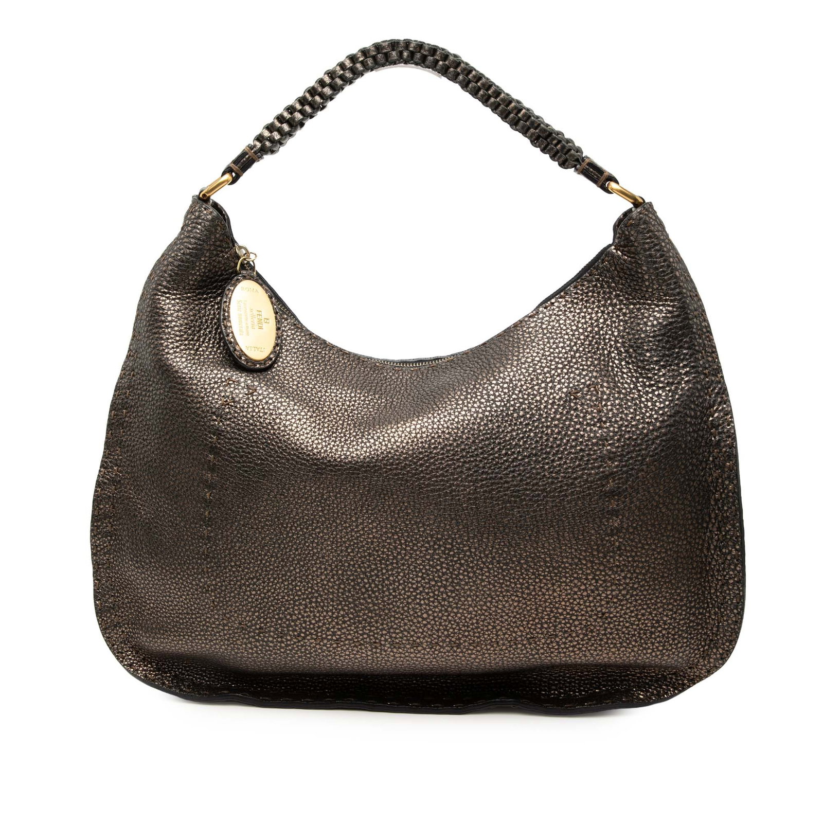 Fendi Selleria Metallic Leather Shoulder Bag with Braided Strap (1 of 8)