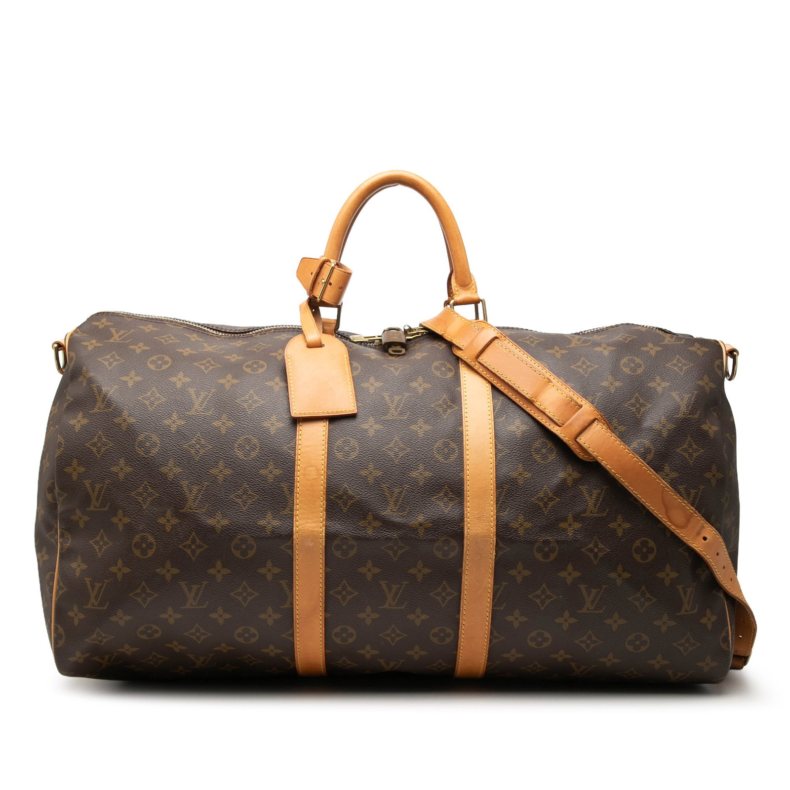 Louis Vuitton Keepall Bandouliere 55 Monogram Travel Bag: Louis Vuitton Keepall Bandouliere 55 Monogram Travel Bag Louis Vuitton Monogram Keepall Bandouliere 55 travel bag with a monogram canvas body, rolled leather handles, a detachable shoulder strap, and 