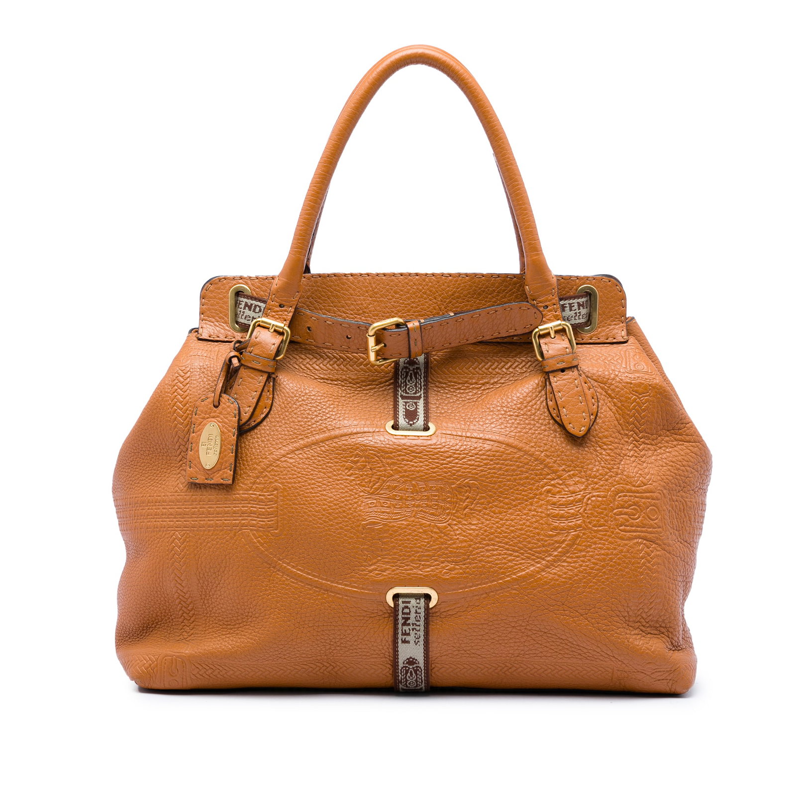 Fendi Selleria Villa Borghese Large Brown Leather Tote Bag (1 of 7)