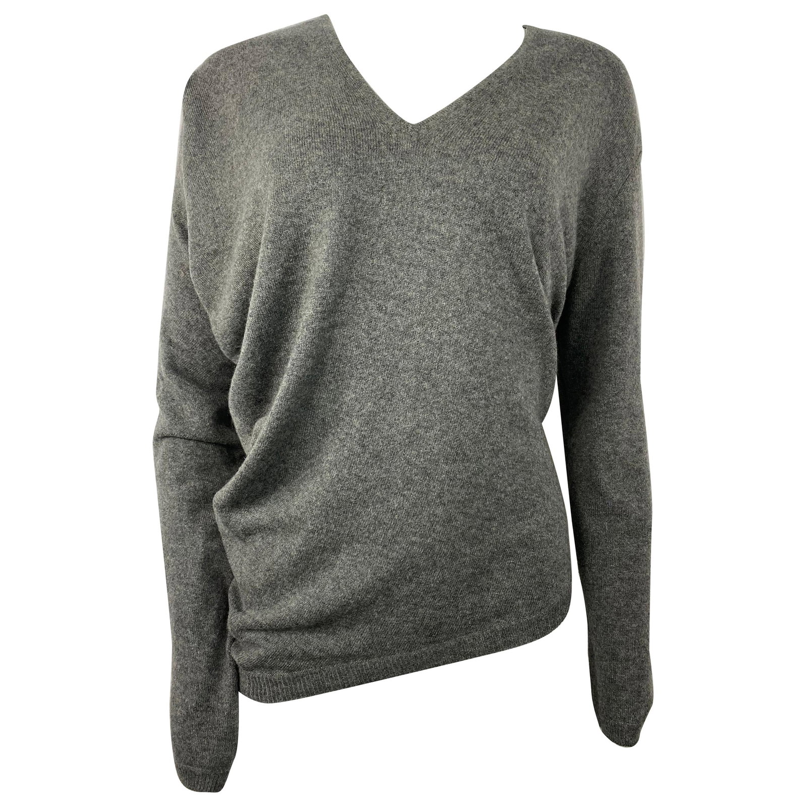 Barbara Bui cashmere V neck asymmetrical sweater gray size S (1 of 7)
