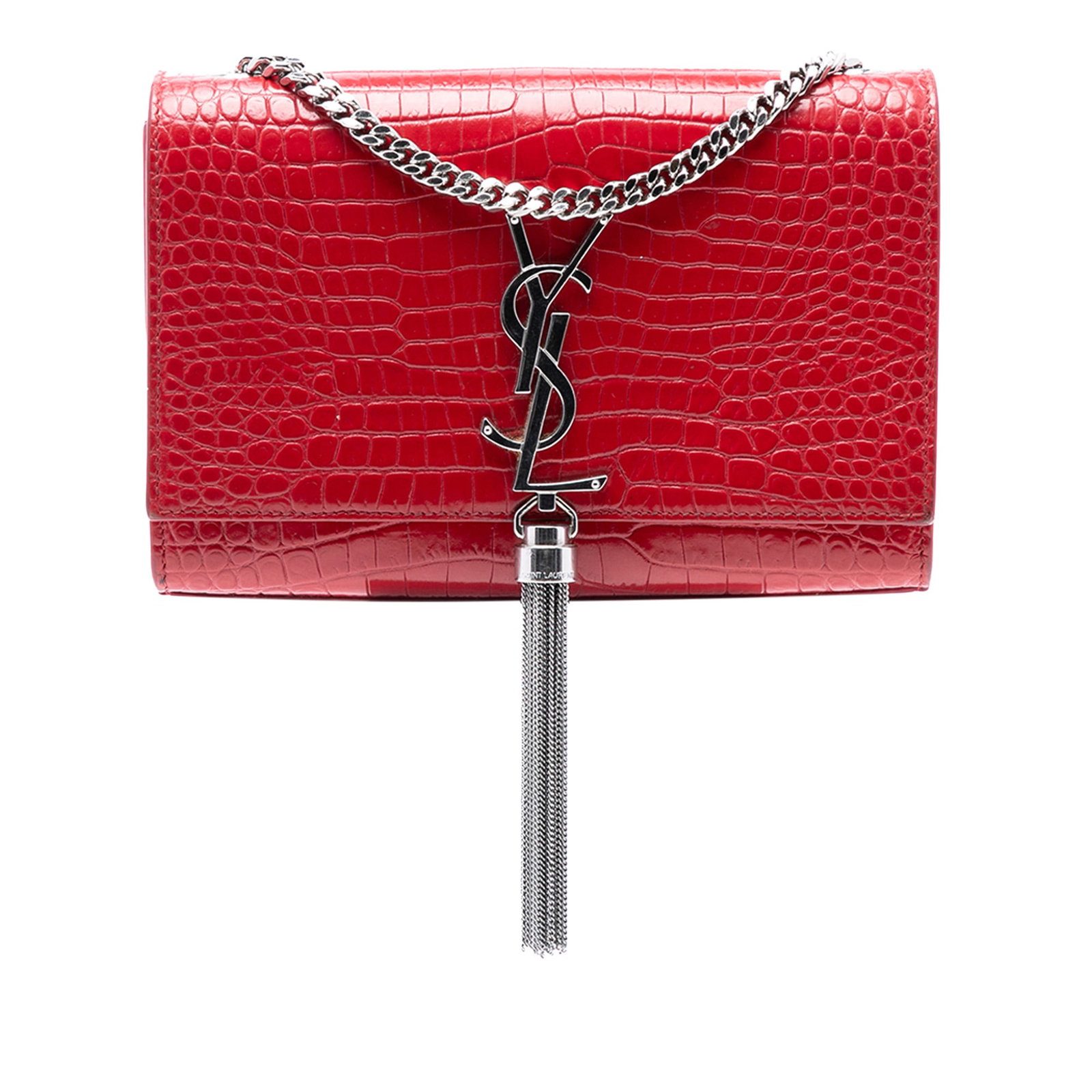 Red Kate Small Embossed Leather Crossbody Bag with Tassel by Saint Laurent (1 of 7)