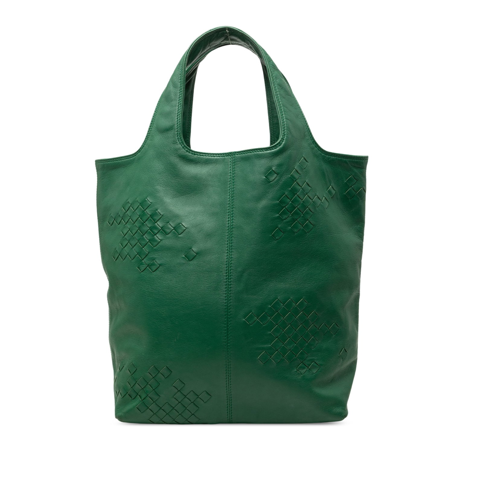 Bottega Veneta Regent Tote in Green Leather with Intrecciato Trim (1 of 6)