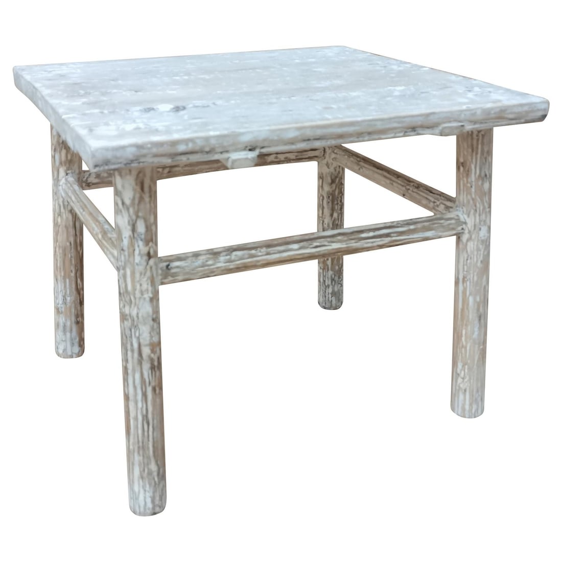 Chinese Style Elm Wood Table Bleached Finish 20H 23W 22D: Chinese Style Elm Wood Table Bleached Finish 20H 23W 22D This exquisite Antique Style Elm Wood Table features a charming bleached rubbed white finish, perfect for adding a vintage touch to any space. 