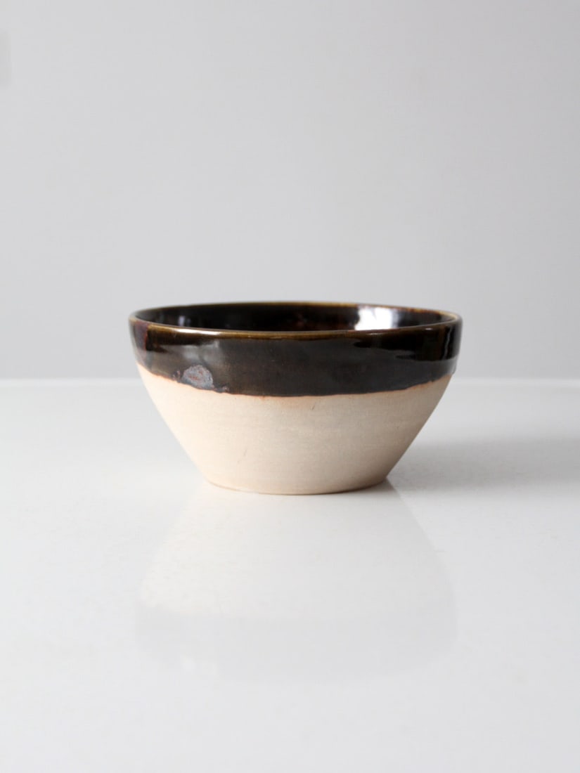 Signed Vintage Studio Pottery Bowl with Albany Slip Glaze 7.5 Inch (1 of 10)