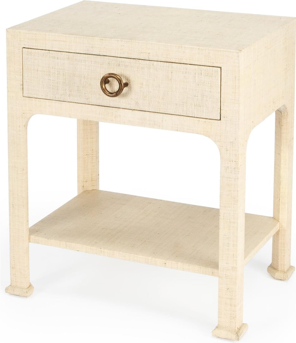 Butler Chatham Natural Beige Transitional Nightstand: Butler Chatham Natural Beige Transitional Nightstand Introducing the Chatham Natural Beige Nightstand, a perfect blend of functionality and modern design. Crafted with a durable aluminum maple veneer