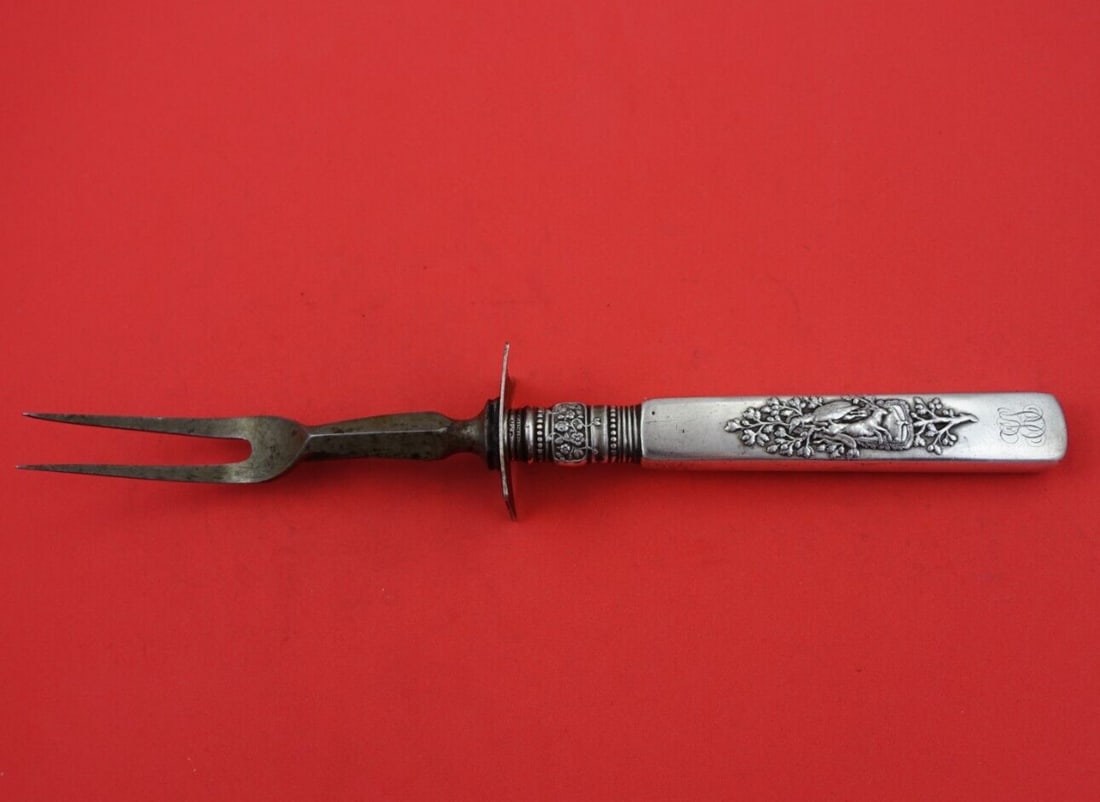 Gorham Fontainebleau Sterling Silver Roast Carving Fork 10 1/4" (1 of 3)