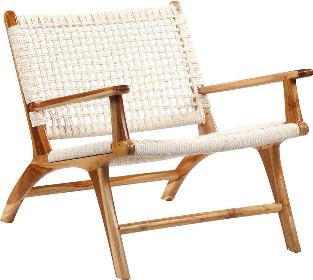 Calvin Coastal Style Teak and Cotton Rope Occasional Chair: Calvin Coastal Style Teak and Cotton Rope Occasional Chair Experience ultimate relaxation with the Calvin Teak and Cotton Rope Relaxation Chair, designed in a charming coastal style. This occasional c