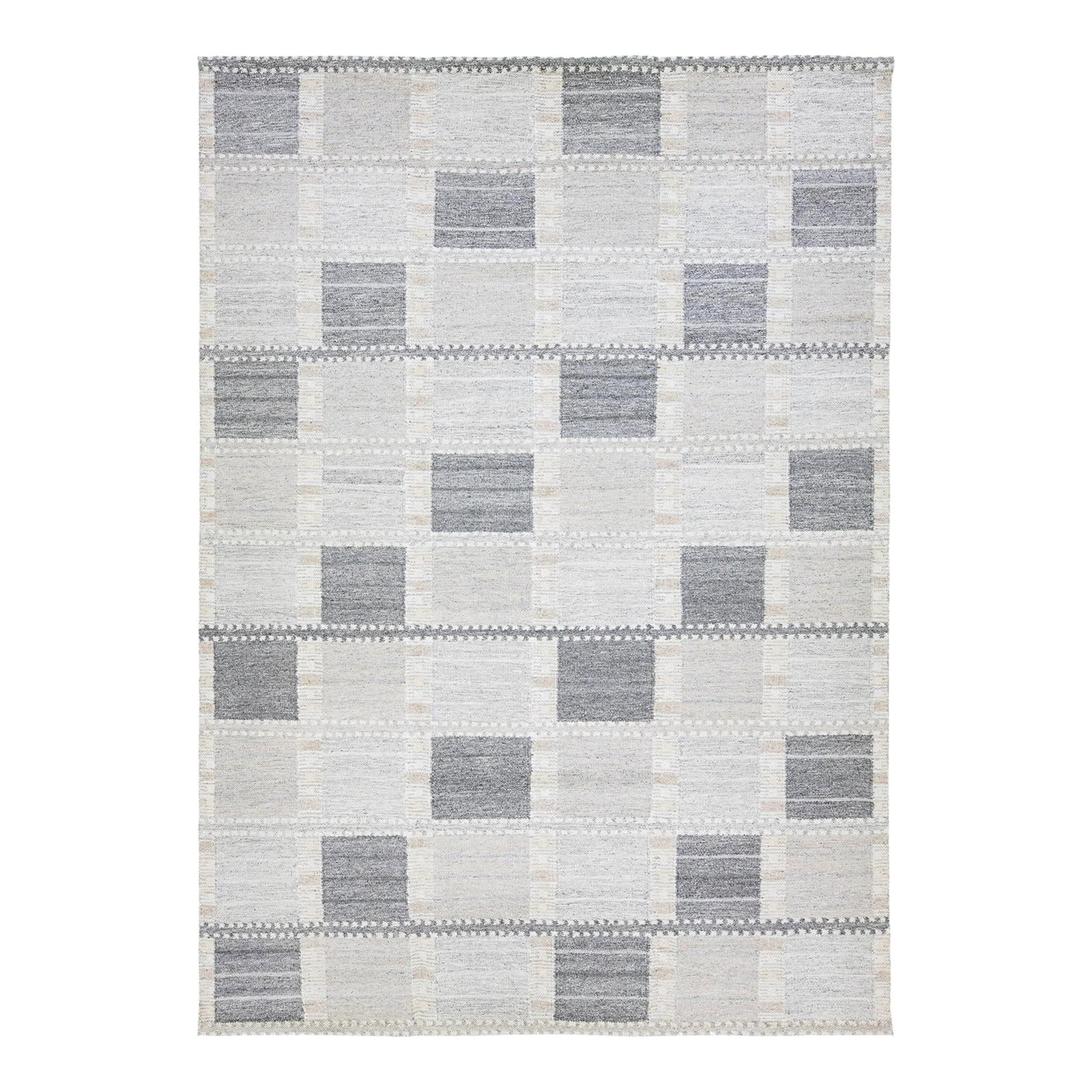 Handmade Scandinavian Wool Rug 9'10 x 13'11 Geometric Pattern Gray (1 of 9)
