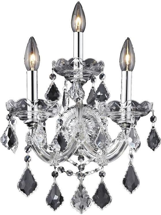 Elegant Lighting Maria Theresa 3-Light Rococo Wall Sconce: Elegant Lighting Maria Theresa 3-Light Rococo Wall Sconce Illuminate your space with the Elegant Lighting Teak Crystal Wall Sconce, an exquisite piece crafted in a vintage Rococo style. This stylish w