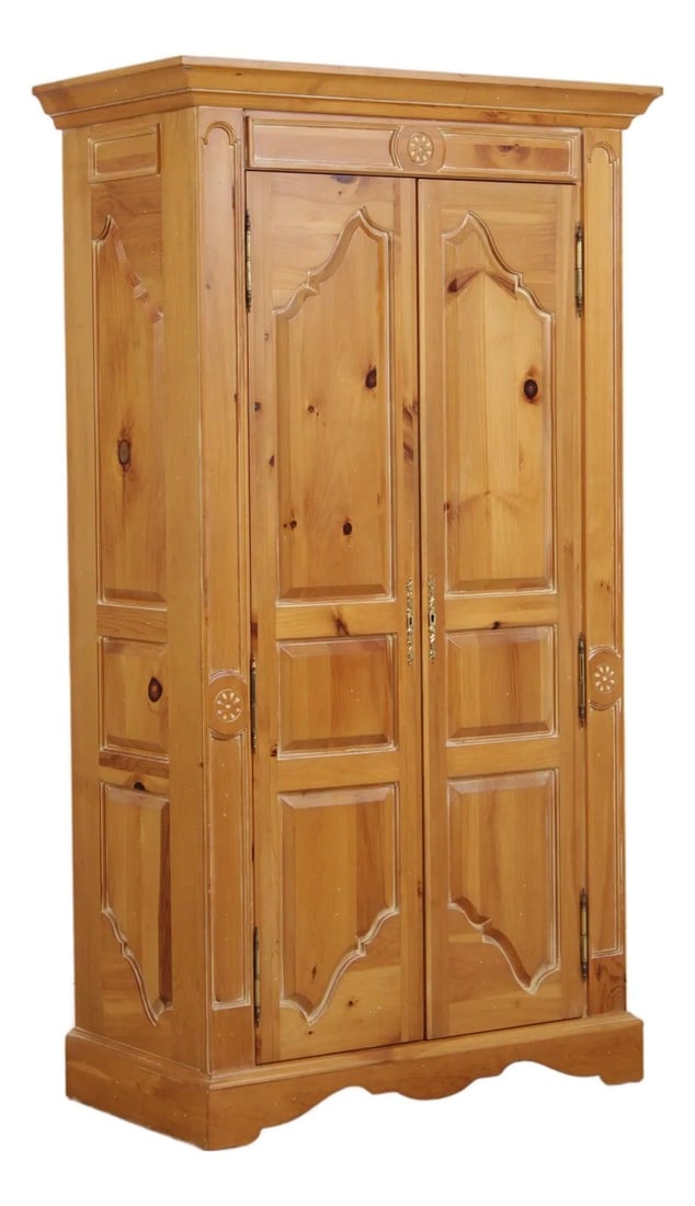 White Washed Pine Bar Cabinet Chippendale Style 47.5 W x 25 D x 86 H (1 of 10)