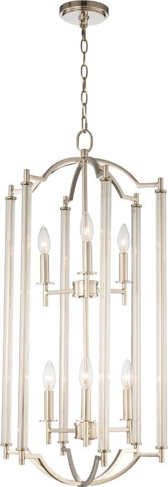 Kalco Provence 6-Light Foyer Fixture Polished Nickel Transitional Style: Kalco Provence 6-Light Foyer Fixture Polished Nickel Transitional Style Elevate your space with the luxurious Kalco Provence Foyer Light Fixture, designed to bring elegance and sophistication to any i