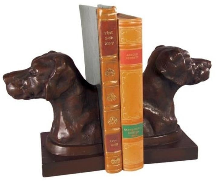 Hand-Painted English Pointer Lodge Style Bookends in Resin (1 of 1)