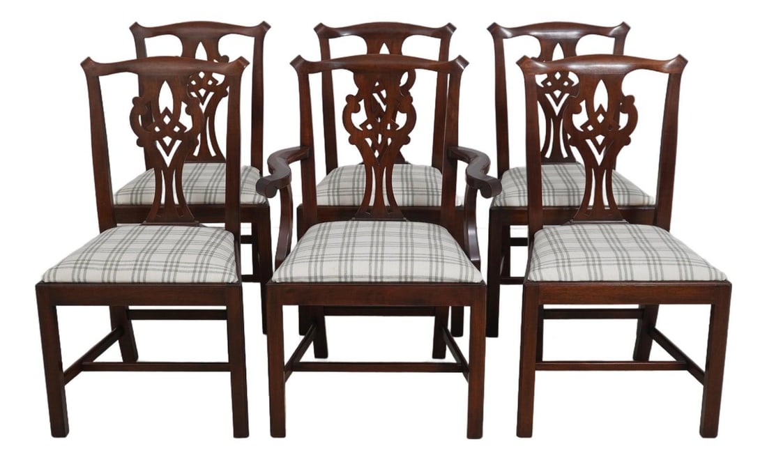6 Chippendale Style Mahogany Dining Chairs by Henkel Harris Set of 6 (1 of 10)