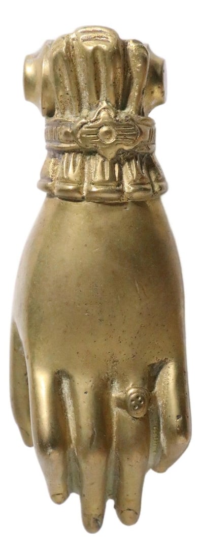 Victorian Brass Door Knocker Woman's Hand Form (1 of 10)