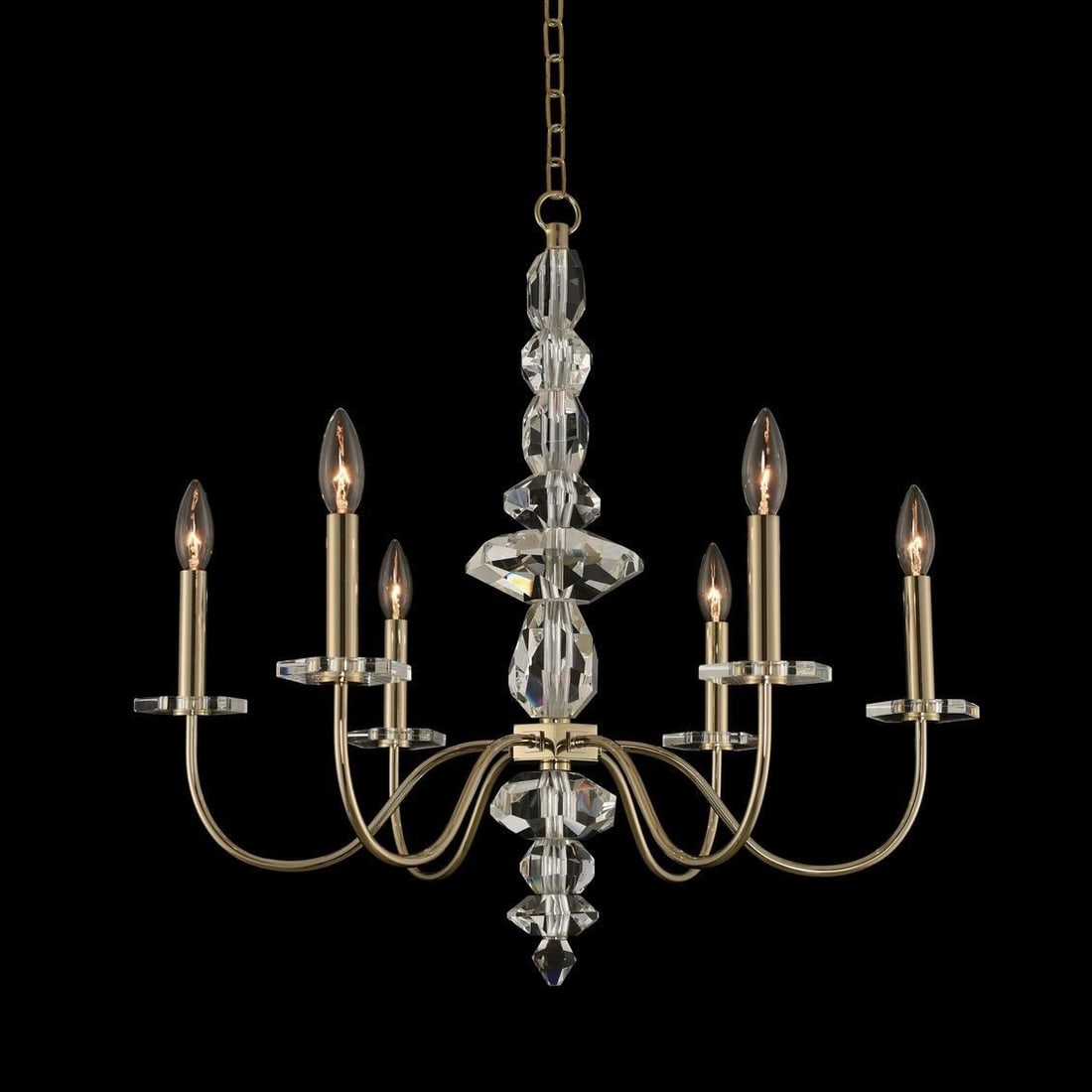 Kalco Bolivar 6-Light Chandelier Champagne Gold Firenze Crystals (1 of 1)