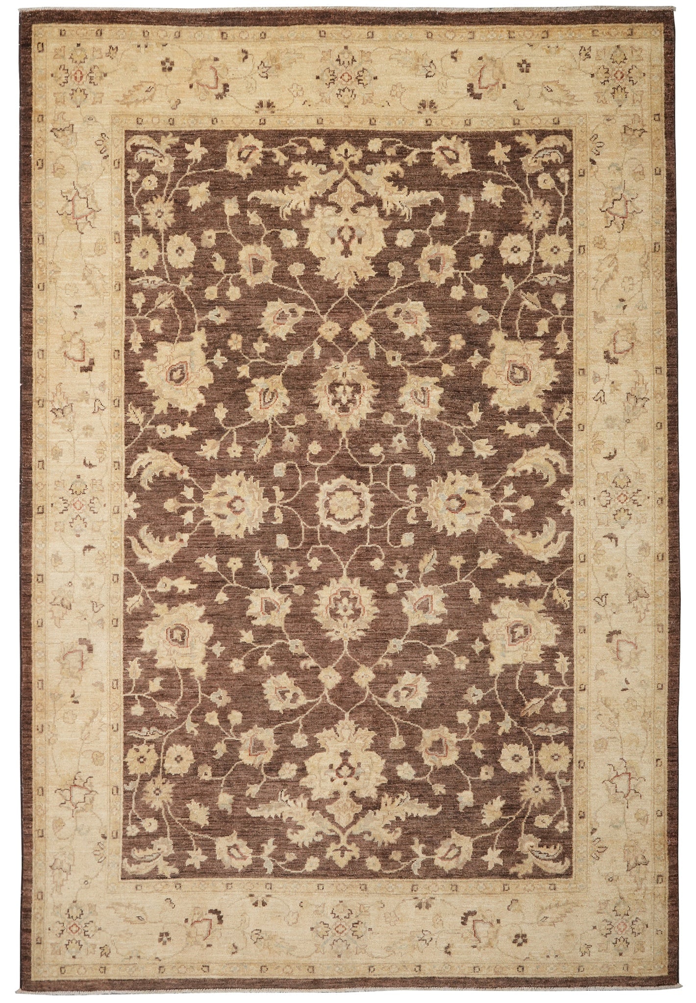 6 x 8.6 Brown Chobi Peshawar Handmade Wool Area Rug (1 of 14)