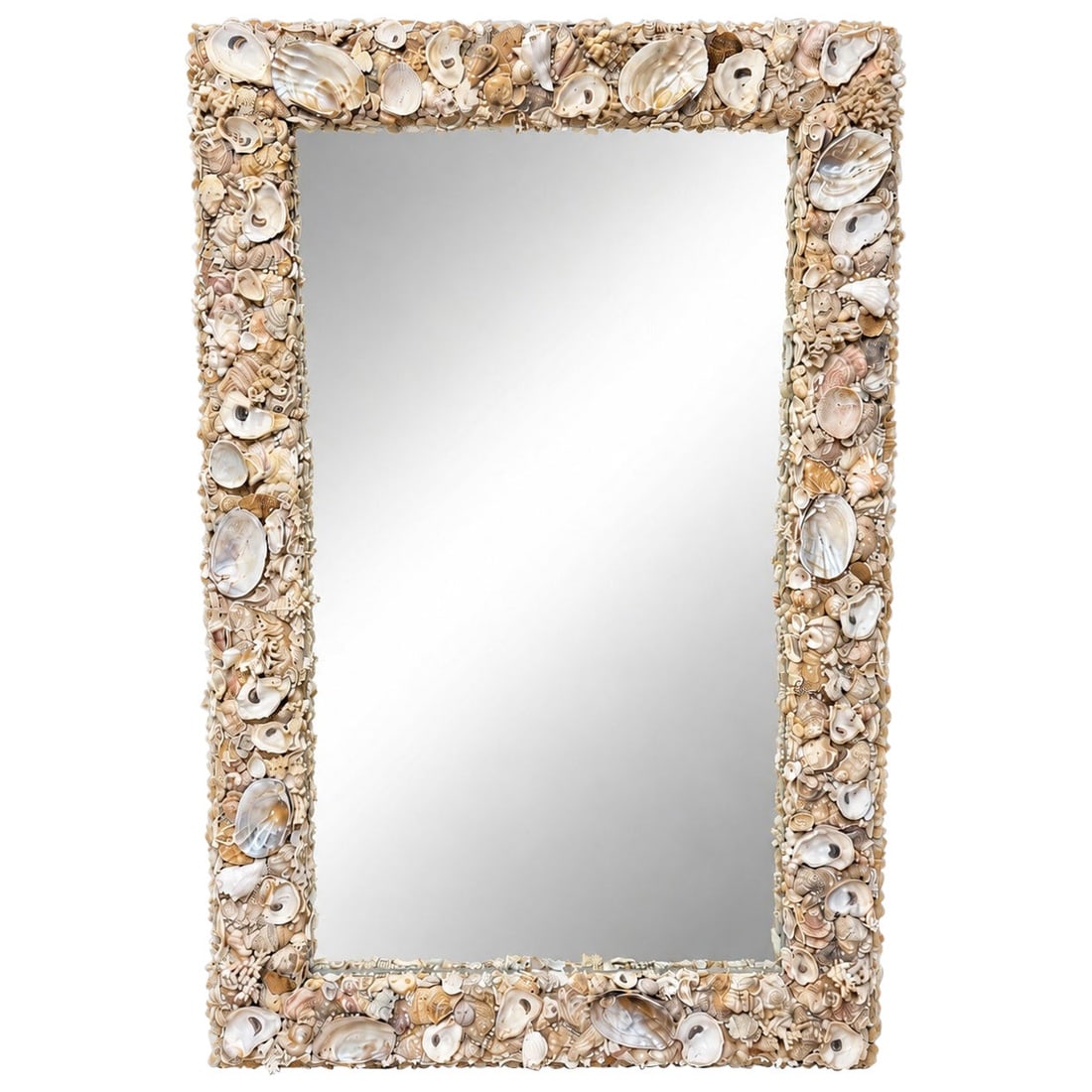 Bohemian shell encrusted rectangular wall mirror 6' h x 4' w (1 of 10)