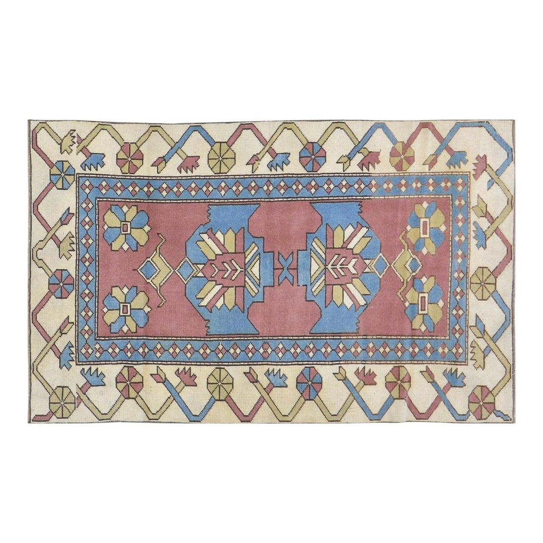 Anatolian Wool Area Rug Hand Knotted 3'7 x 6' Vintage Turkish Carpet (1 of 4)
