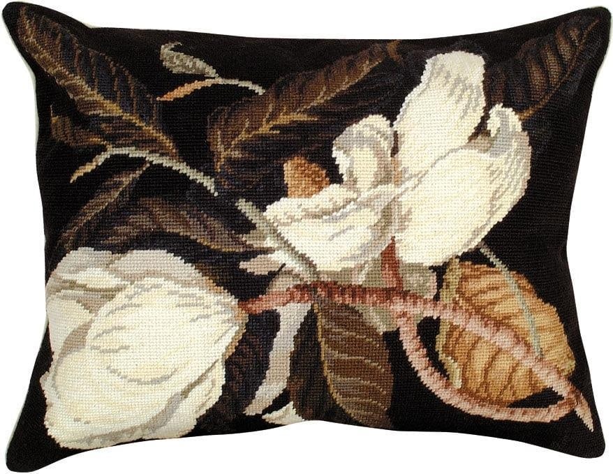 Handmade Magnolia Wool Throw Pillow Beige Floral Design: Handmade Magnolia Wool Throw Pillow Beige Floral Design Enhance your home decor with this Handmade Botanical Magnolia Wool Pillow. This exquisite throw pillow features a beautiful beige botanical desi