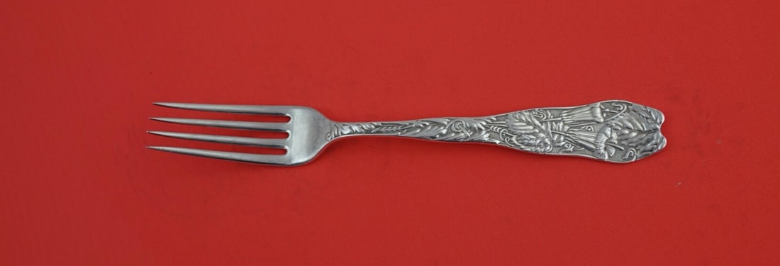 Wallace Saint Leon Sterling Silver Dinner Fork Monogrammed 7.5": Wallace Saint Leon Sterling Silver Dinner Fork Monogrammed 7.5" This exquisite dinner fork from the Saint Leon pattern by Wallace is crafted from high-quality sterling silver. Measuring 7 1/2" in leng