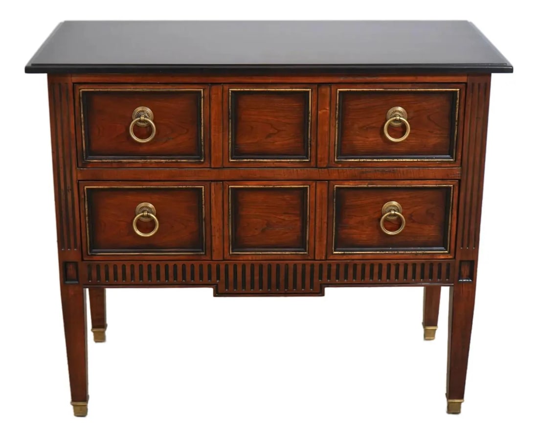 Mahogany 2 Drawer Nightstand Hickory White Italian Continental Style (1 of 10)