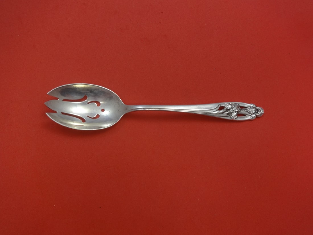International Silver Iris Sterling Slotted Spoon 8 3 8 (1 of 1)