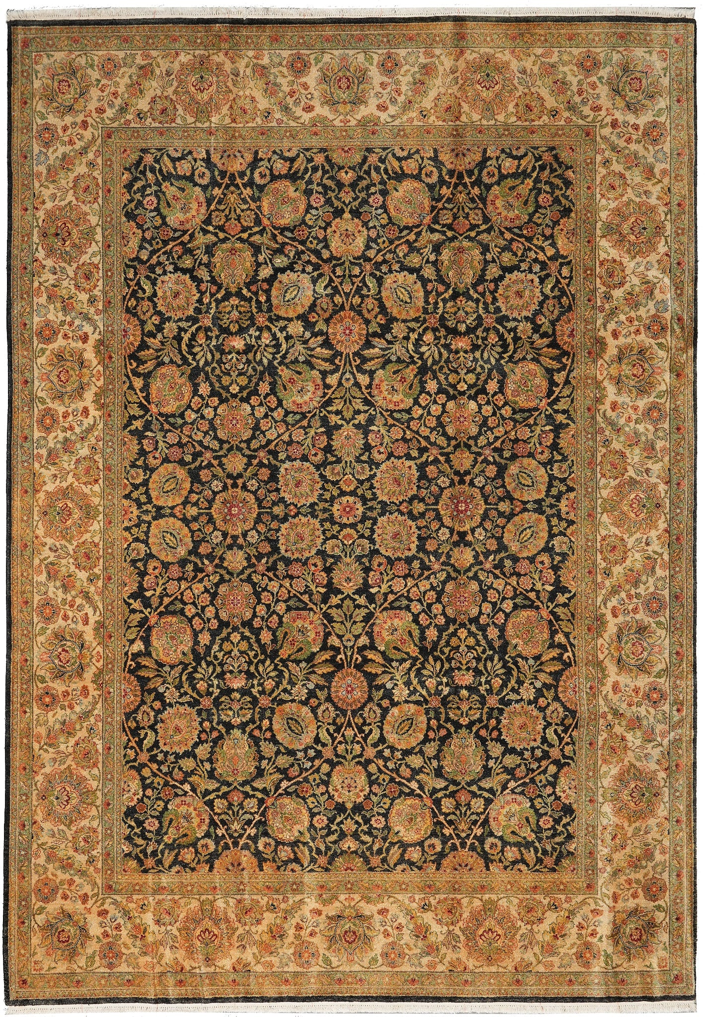 9 x 12 Quality Jaipur Rug Black Blue Hand Knotted Wool: 9 x 12 Quality Jaipur Rug Black Blue Hand Knotted Wool Free continental US Shipping This 9 x 12 Jaipur rug features a classic design in a black and blue color palette with intricate patterns and a dec