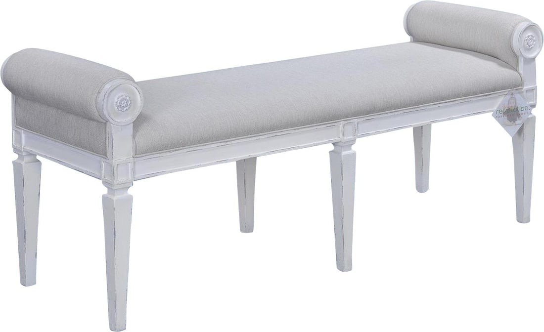 Swedish Gustavian Afton Bench Solid Wood Dark Rustic Pecan Finish (1 of 4)