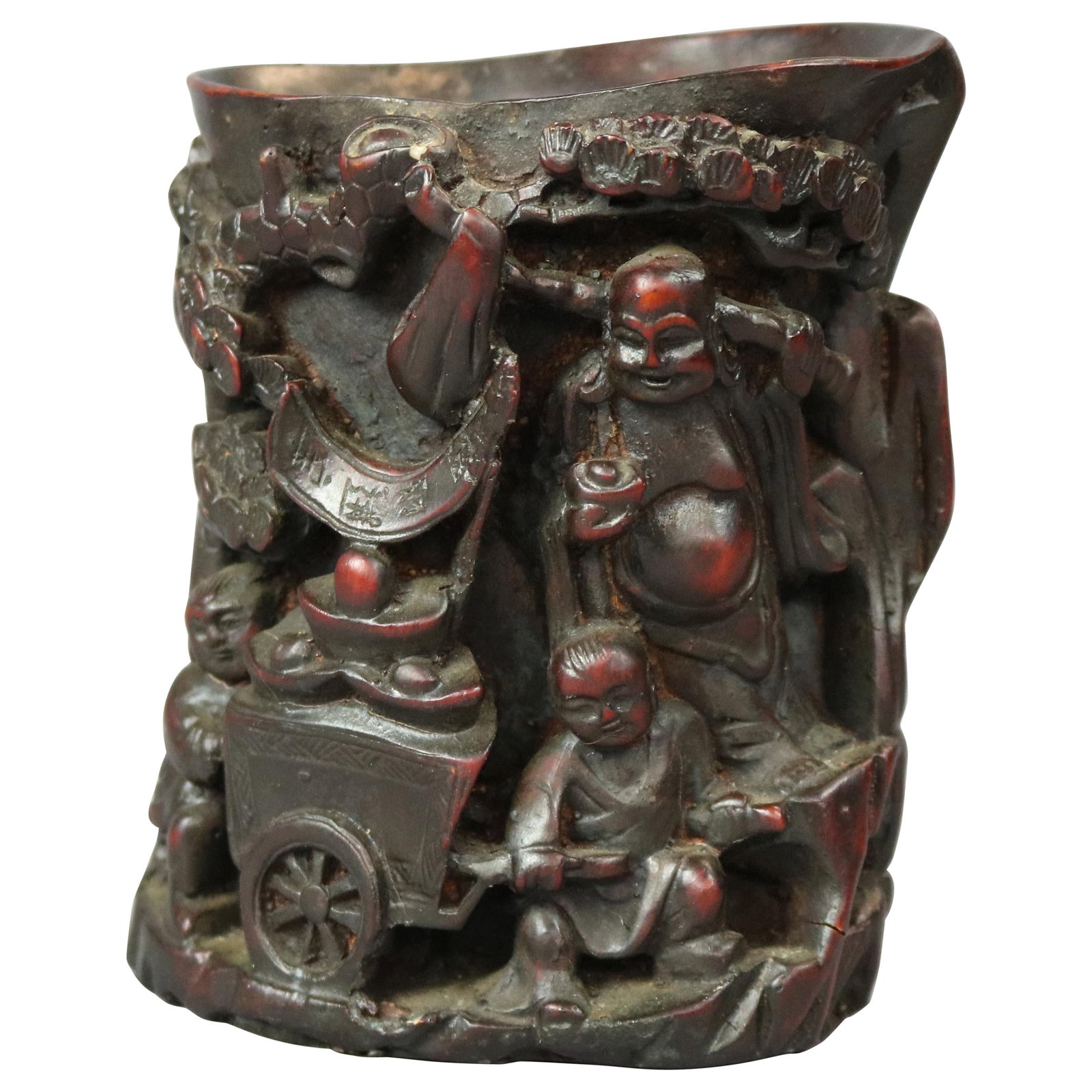 Chinese Relief Carved Resin Libation Cup with Figure Scene 20th Century (1 of 13)