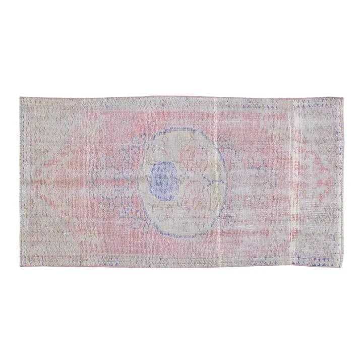 Turkish Anatolian Wool Hand Knotted Rug 2'3x4'4 Pink: Turkish Anatolian Wool Hand Knotted Rug 2'3x4'4 Pink This vintage Turkish Anatolian rug is hand-knotted from wool using traditional techniques, showcasing the artistry passed down through generations.