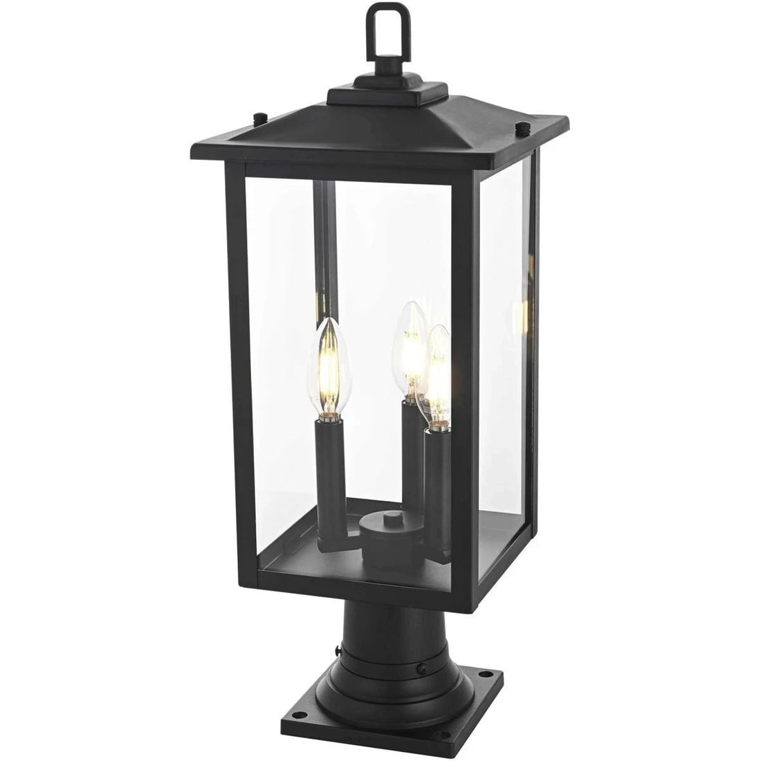 Carlisle 3-Light Outdoor Post Lantern Black Clear Glass (1 of 8)