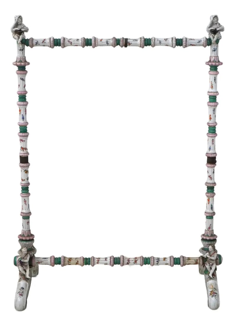 Porcelain Fire Screen Frame French Style Italy c.1880-1900 30.5w x 17d x 42h (1 of 10)