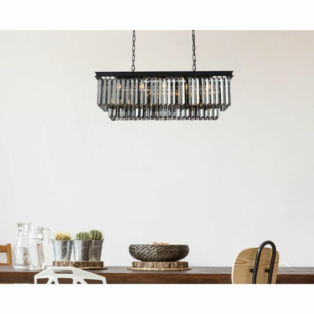 Sydney 12-Light Crystal Chandelier Matte Black 40" (1 of 9)