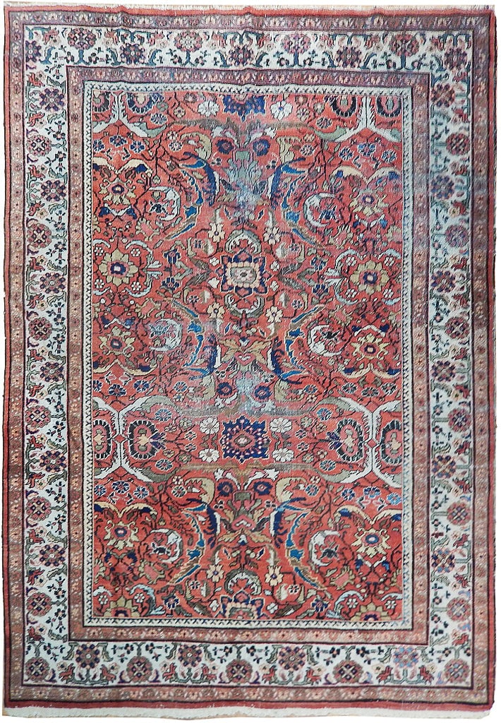 7'3 x 10'5 Salmon Antique Persian Tabriz Handcrafted Rug: 7'3 x 10'5 Salmon Antique Persian Tabriz Handcrafted Rug Free continental US Shipping Enhance your living space with this exquisite Salmon Antique Persian Tabriz Rug, meticulously handcrafted by skill