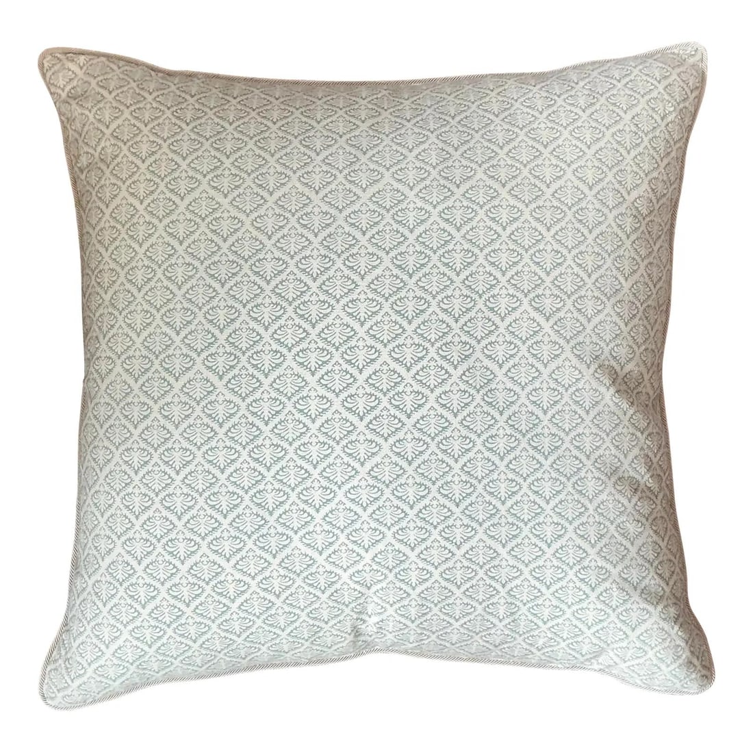 Jacquard Damask Spa Blue and White Hollywood Regency Throw Pillow (1 of 4)