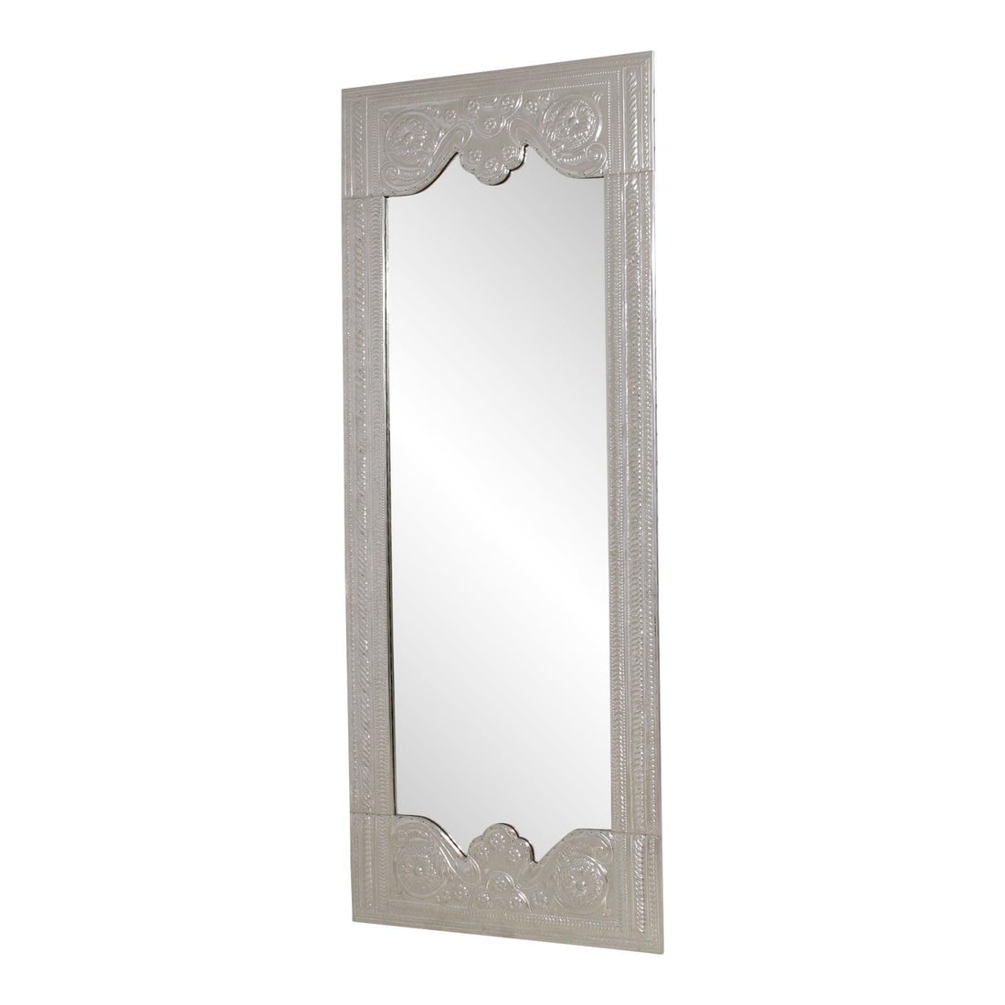 Tall Pier Mirror Embossed Silver Plated Frame 37.5w x 1d x 94h (1 of 10)