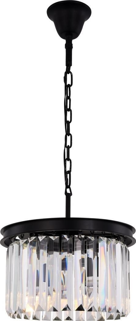 Elegant Lighting Sydney Crystal Pendant Matte Black 3 Bulb Fixture: Elegant Lighting Sydney Crystal Pendant Matte Black 3 Bulb Fixture Illuminate your space with the Elegant Sydney Crystal Pendant Light, a stunning fixture that combines antique charm with modern desig