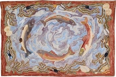 Coastal Hand Hooked Rug 100% Cotton 4x6 Seaside Design: Coastal Hand Hooked Rug 100% Cotton 4x6 Seaside Design Add a touch of coastal charm to your space with this vibrant hand-hooked rug, crafted from 100% cotton for exceptional quality and comfort. Measu
