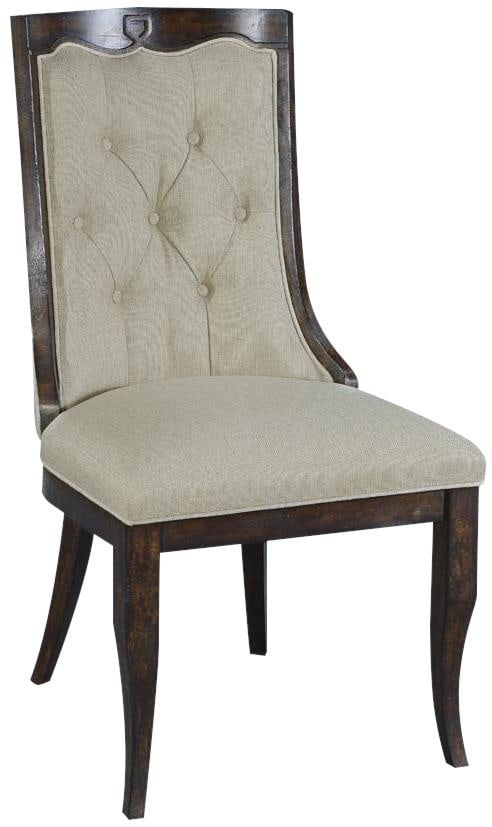 Transitional Dark Rustic Pecan Side Chair Mahogany Curved Back USA Made (1 of 5)