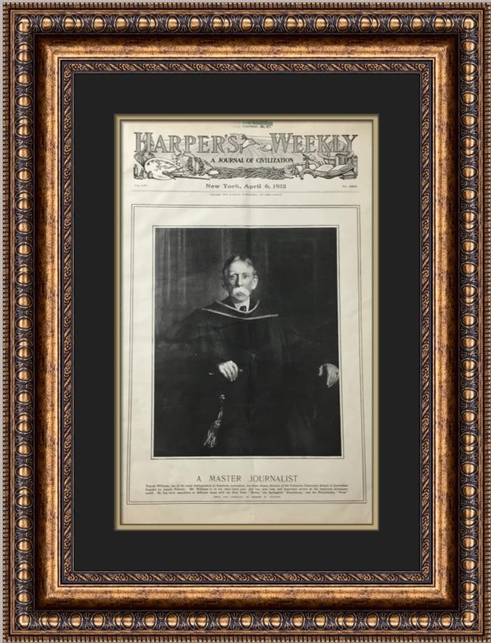 Framed Harper's Weekly 1913 Talcott Williams news cover (1 of 2)