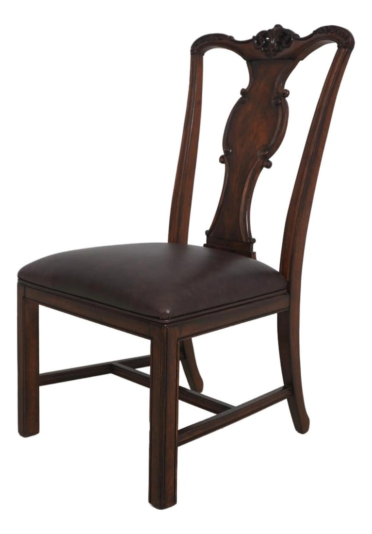 Mahogany Side Chair with Chippendale Inspired Carved Detailing: Mahogany Side Chair with Chippendale Inspired Carved Detailing This Chippendale style mahogany side chair features fine carved details and quality construction inspired by 18th-century design. The cha