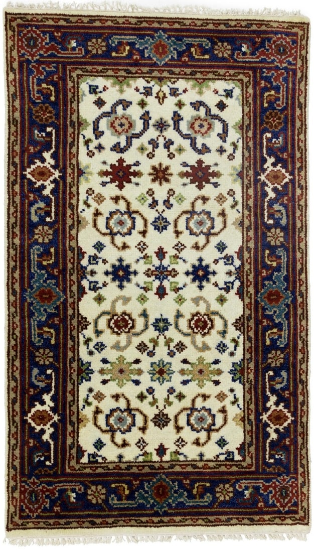 Handmade Floral Oriental Rug 2'11 x 5'0 Eco-Friendly Wool Carpet: Handmade Floral Oriental Rug 2'11 x 5'0 Eco-Friendly Wool Carpet Enhance your home decor with this exquisite Handmade Floral Style Oriental Rug, perfect for small entrances or cozy spaces. Measuring 2