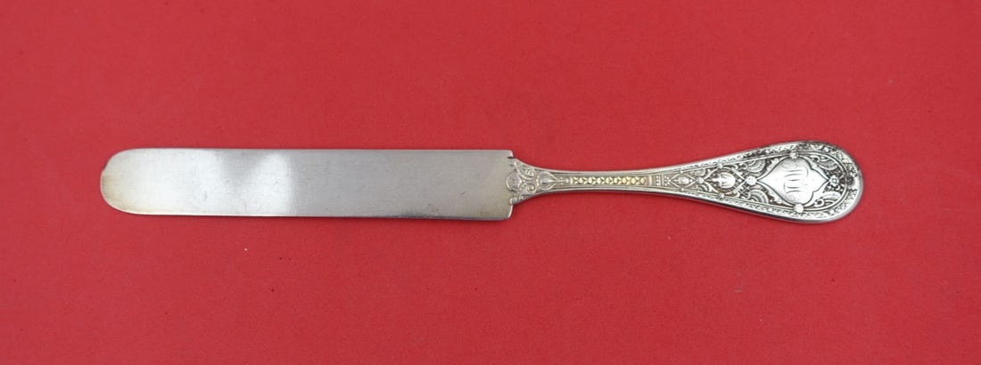 Whiting Persian Sterling Silver Knife 8.25 Inch Monogrammed: Whiting Persian Sterling Silver Knife 8.25 Inch Monogrammed This exquisite knife is part of the Persian pattern by Whiting Manufacturing Company, crafted from sterling silver. Measuring 8 1/4 inches, 