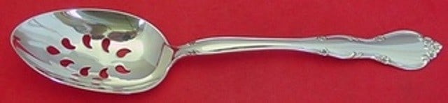 Gorham Rose Tiara Sterling Silver Slotted Serving Spoon 8 1/2 9-Hole (1 of 1)