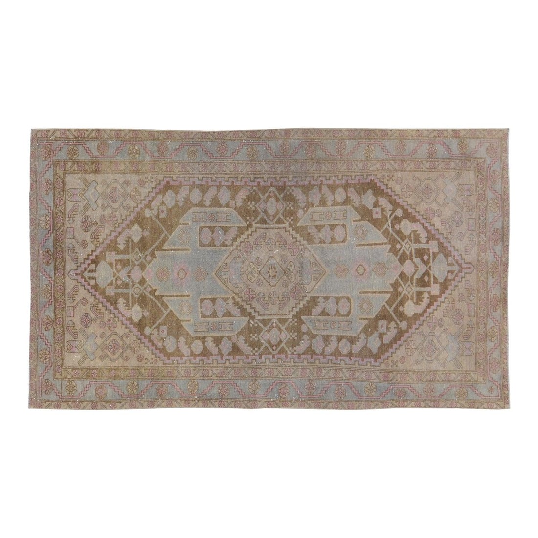 4'5 x 7'7 Wool Hand-Knotted Vintage Rug in Copper Tone: 4'5 x 7'7 Wool Hand-Knotted Vintage Rug in Copper Tone This vintage hand-knotted rug is crafted from wool using traditional techniques, combining classic artistry with a modern design approach. The ru