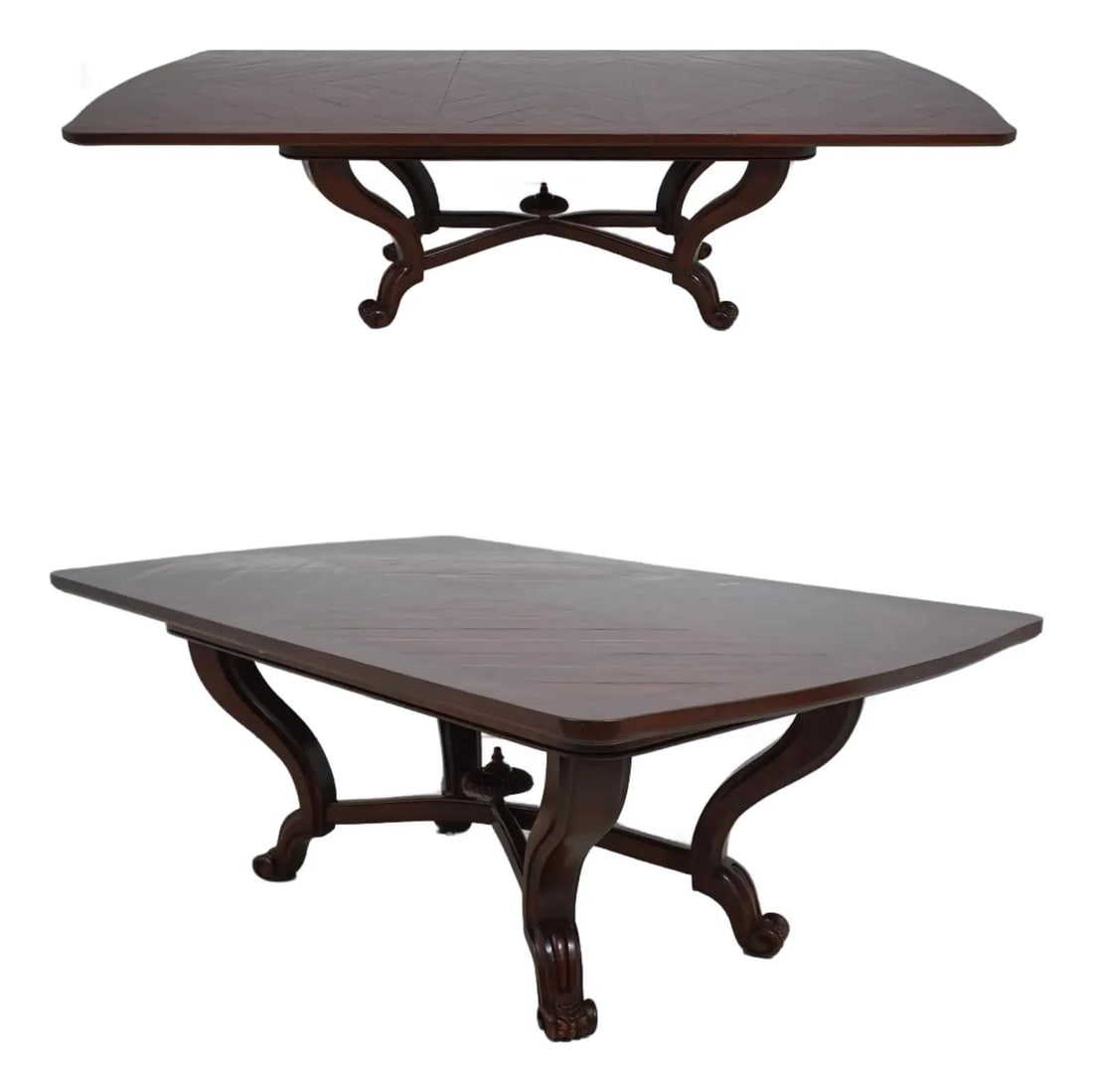 86w x 50d Italian Provincial Mahogany Dining Table with Brass Inlay (1 of 10)