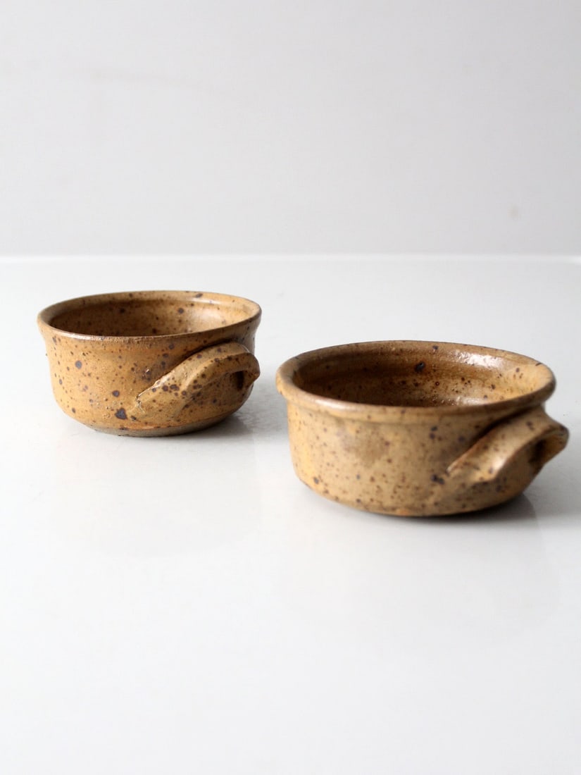 Pair of Handmade Ceramic Studio Bowls with Side Handles (1 of 11)